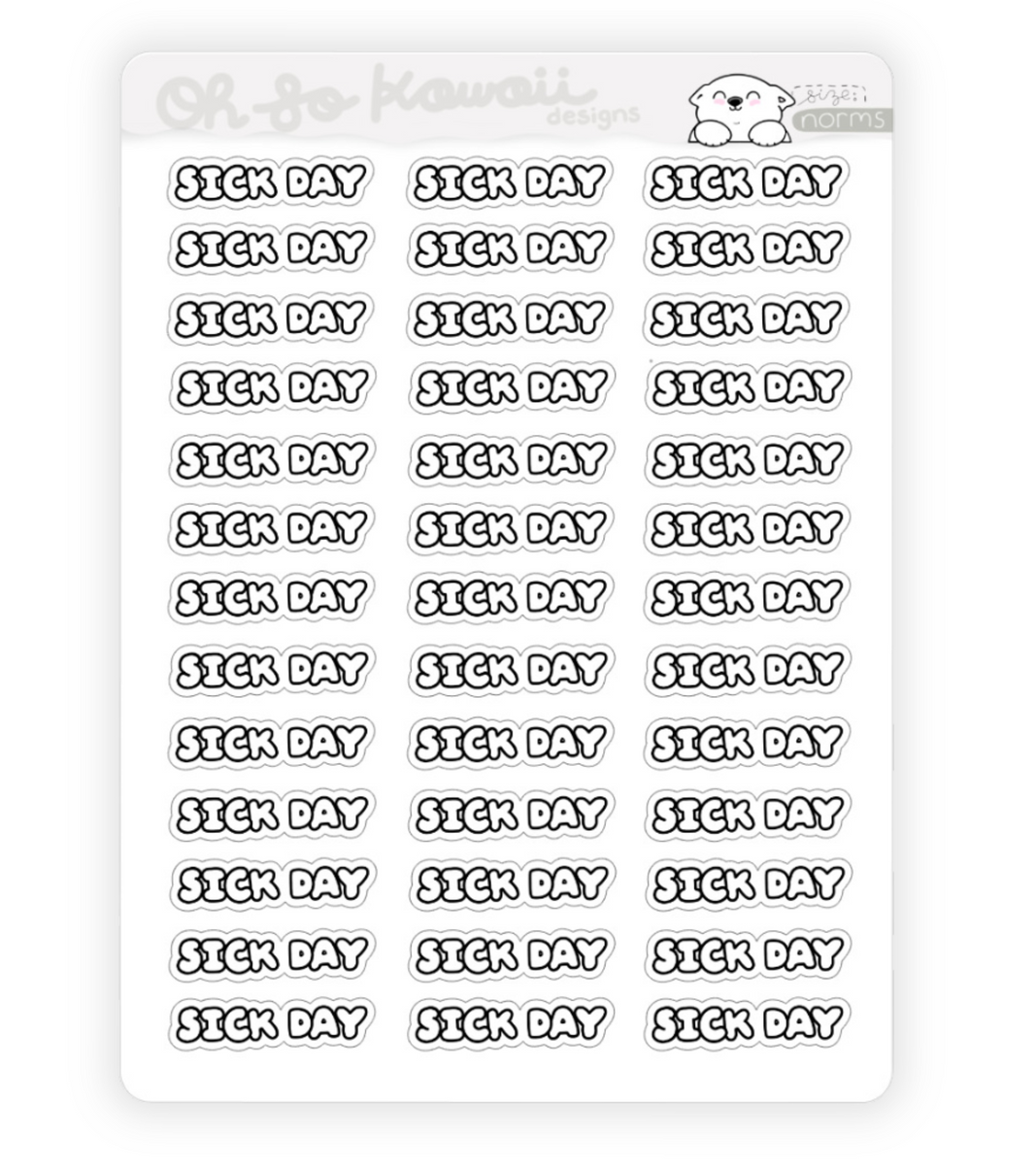 Sick Day Bubble Letter Planner Stickers – Ohsokawaiidesigns